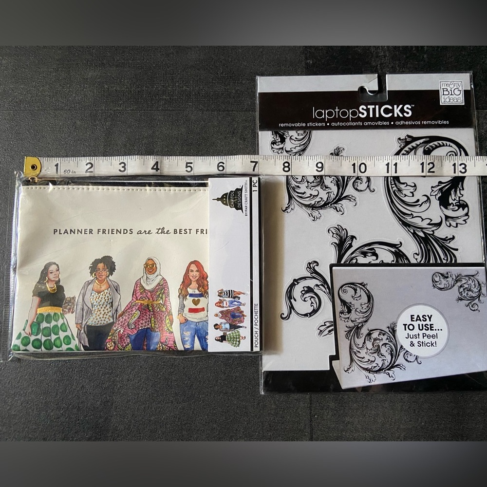 Muti-cultural Pouch & Classic Laptop stickers. Both NWT for $12